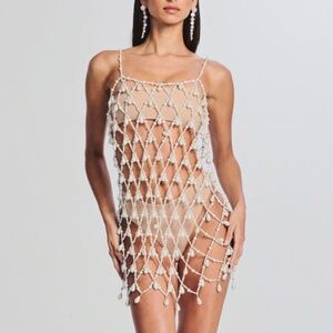 Retrofete Tulum Pearl Beaded Dress Mini White - with tags - Small
